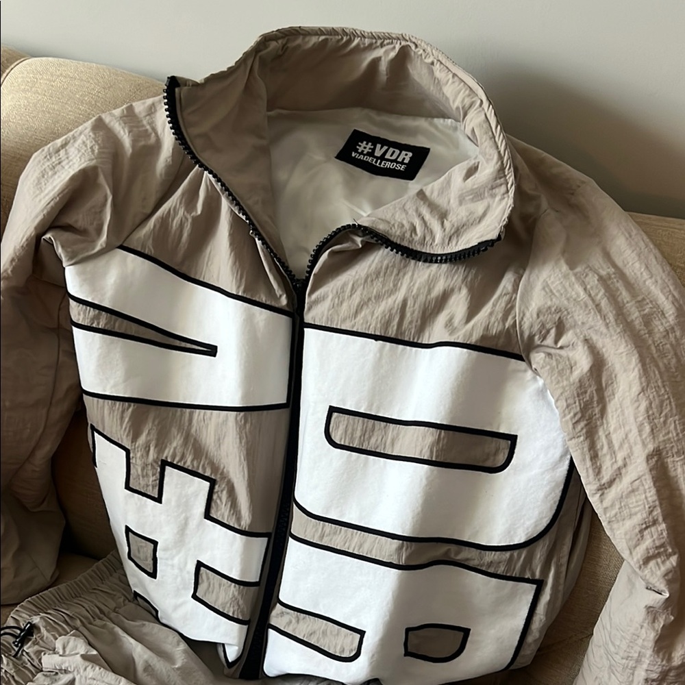 VDR Beige and White Jacket and cargo pants